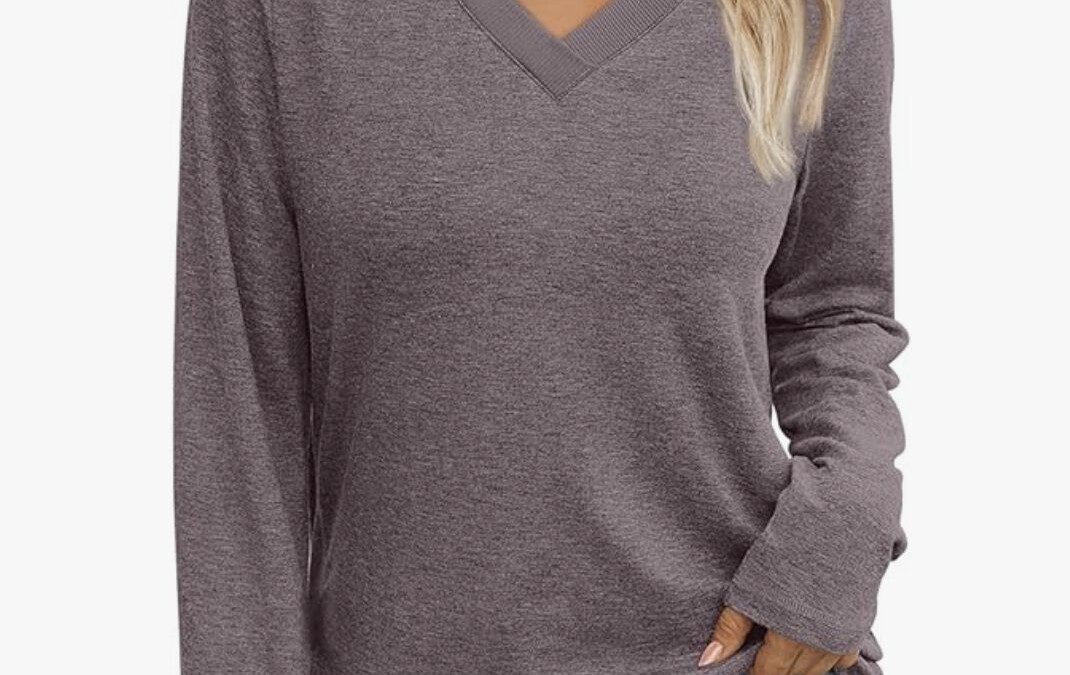 Casual Loose Fit Long Sleeve Top – Crew Neck or V-Neck – $11.99 each | Select Sizes and Colors